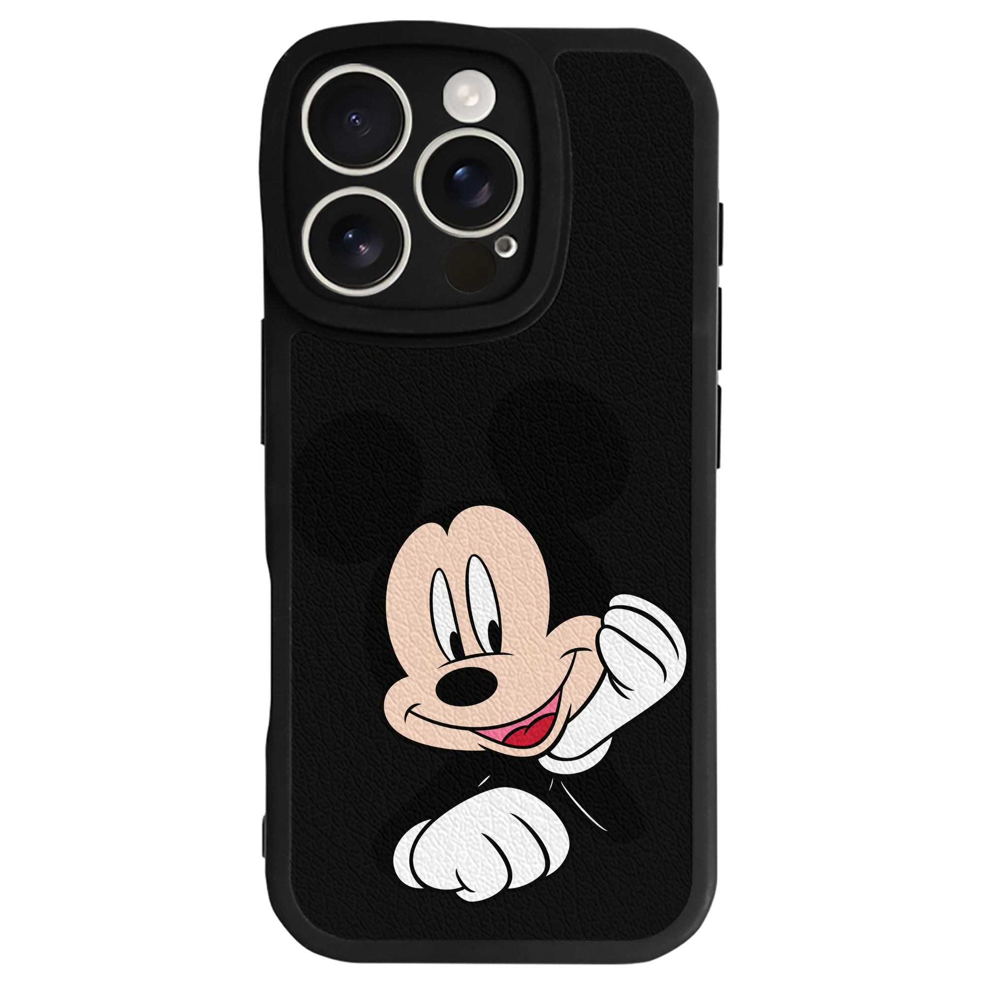 （画像用） ミッキーマウス Mickey Mouse 【iPhone 16シリーズ対応】シリコンスマホケース（レザー調） 材質：シリコン